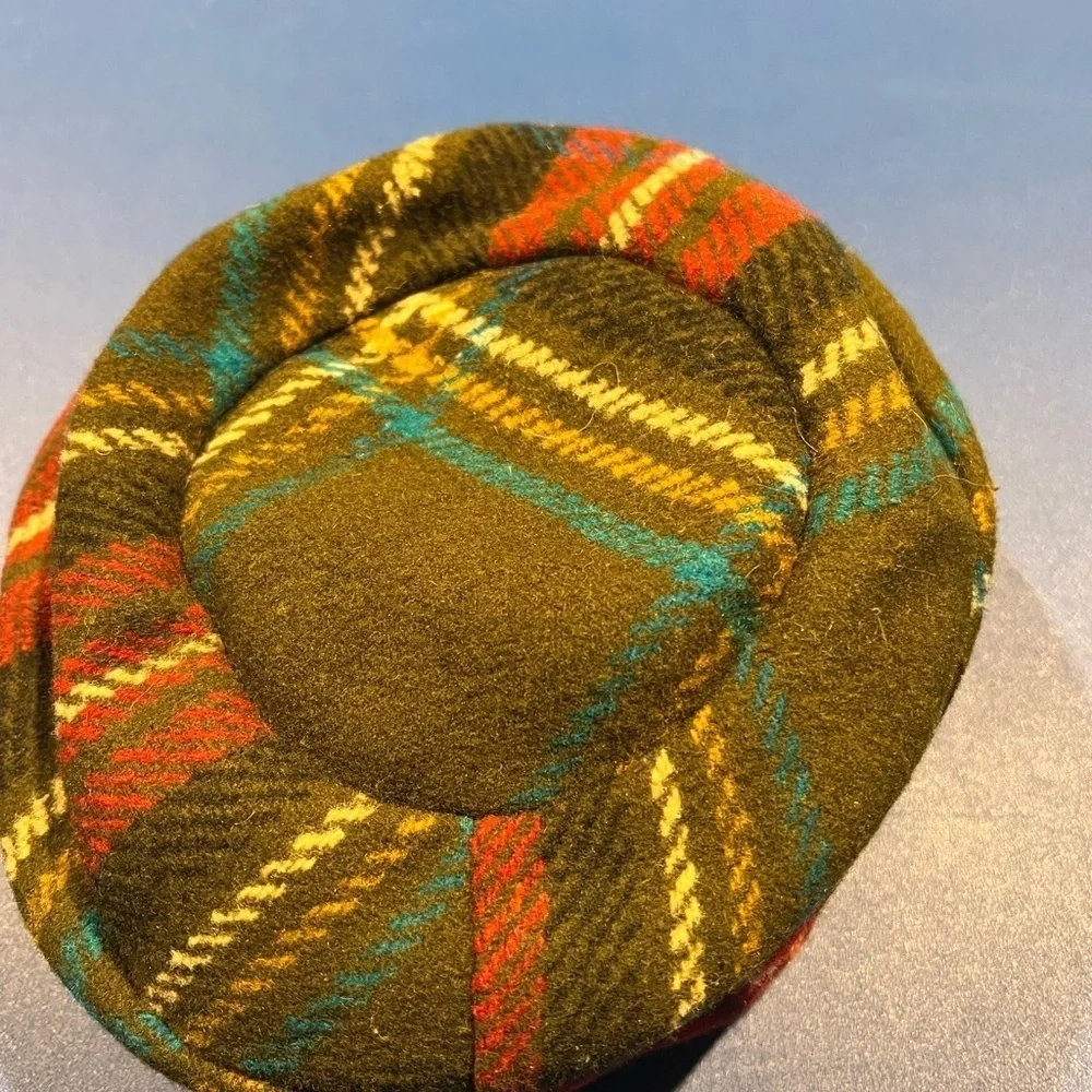 Vintage Brenda Lynn New York  Wide Brim Green Plaid Wool Cap Y2K Made USA